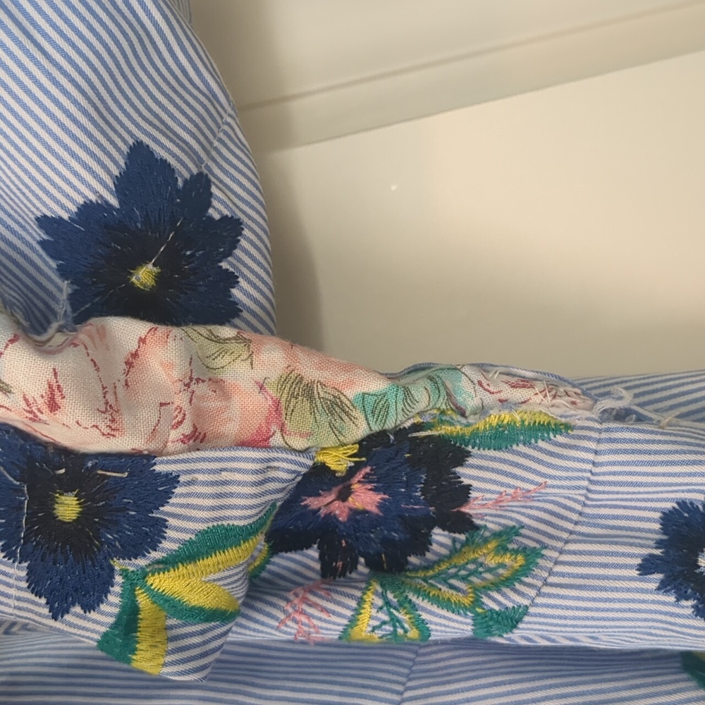 Mixed material floral embroidered shirt dress - Picture 4 of 4